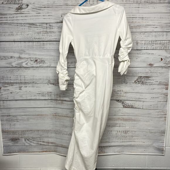 EUC SERGIO HUDSON Asymmetrical Button Up Dress White Size 2 COTTON XS SMALL - Picture 9 of 10